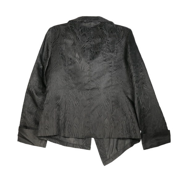 Dragon Silk Blazer Jacket Asymmetric Womens XXL Black 100% Silk Knotted Buttons - Picture 9 of 10